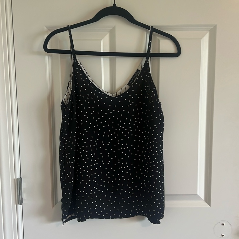 Black Tape_ Polka Dot V-Neck Cami Tank Top Size Small